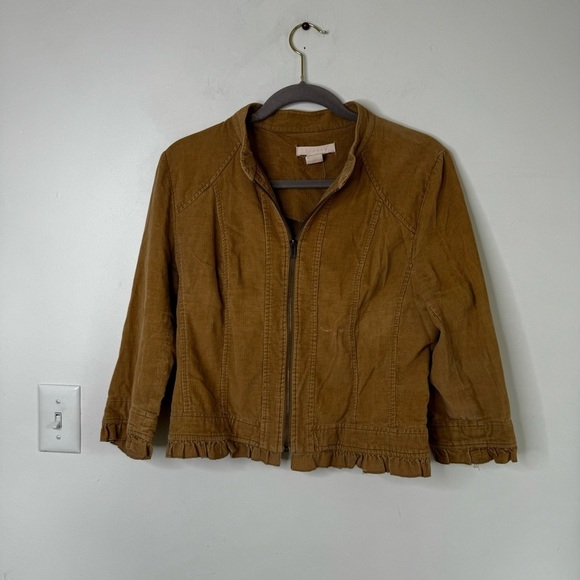 Sandro tan corduroy metro Zip Up jacket - Picture 2 of 9